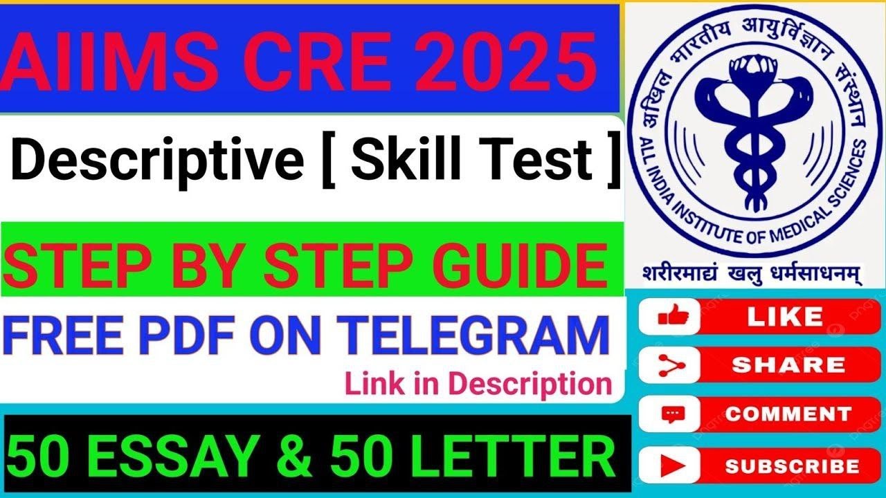 AIIMS CRE Skill Test | Descriptive Test Essay Letter Writing Best Approach | Lec-1 1#aiimscre2025