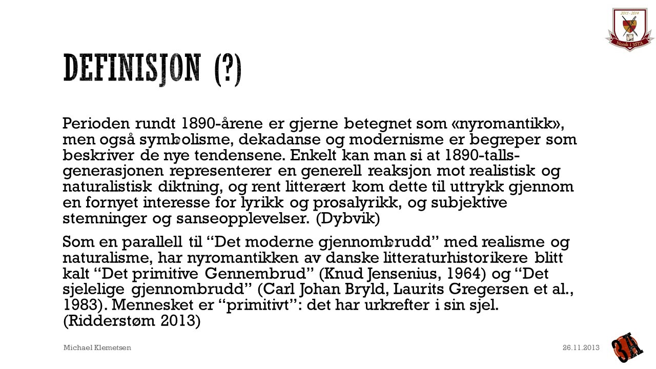 Norsk VG3: Fra realisme til nyromantikk og modernisme - del 1: Innføring