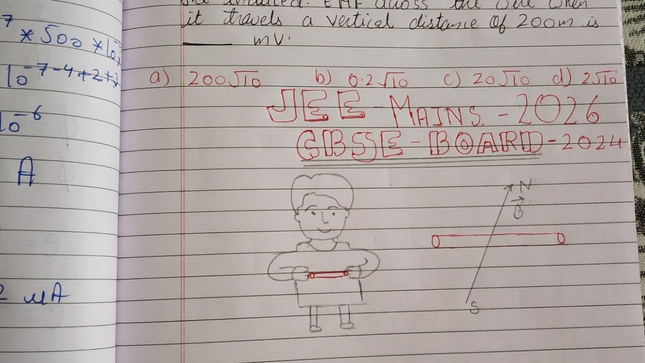 A 20 m long uniform copper wire held horizontally is allowed to fall under the gravity(g = 10m/s^2)