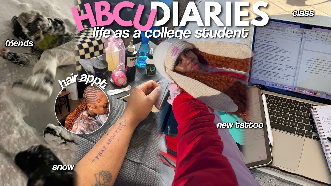 HBCU DIARIES ᥫ᭡ uni week in my life | snow ball fight, new tattoo, hair appt, homework, cooking etc.