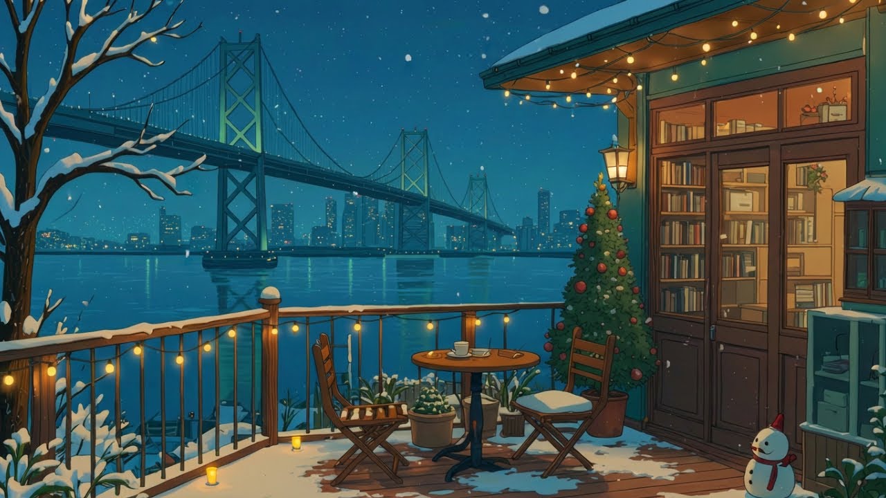 Rooftop Café Night Lofi 🌌 Cozy Starry Ambience | Relax, Study & Sleep | Lofi Cozy Coffee