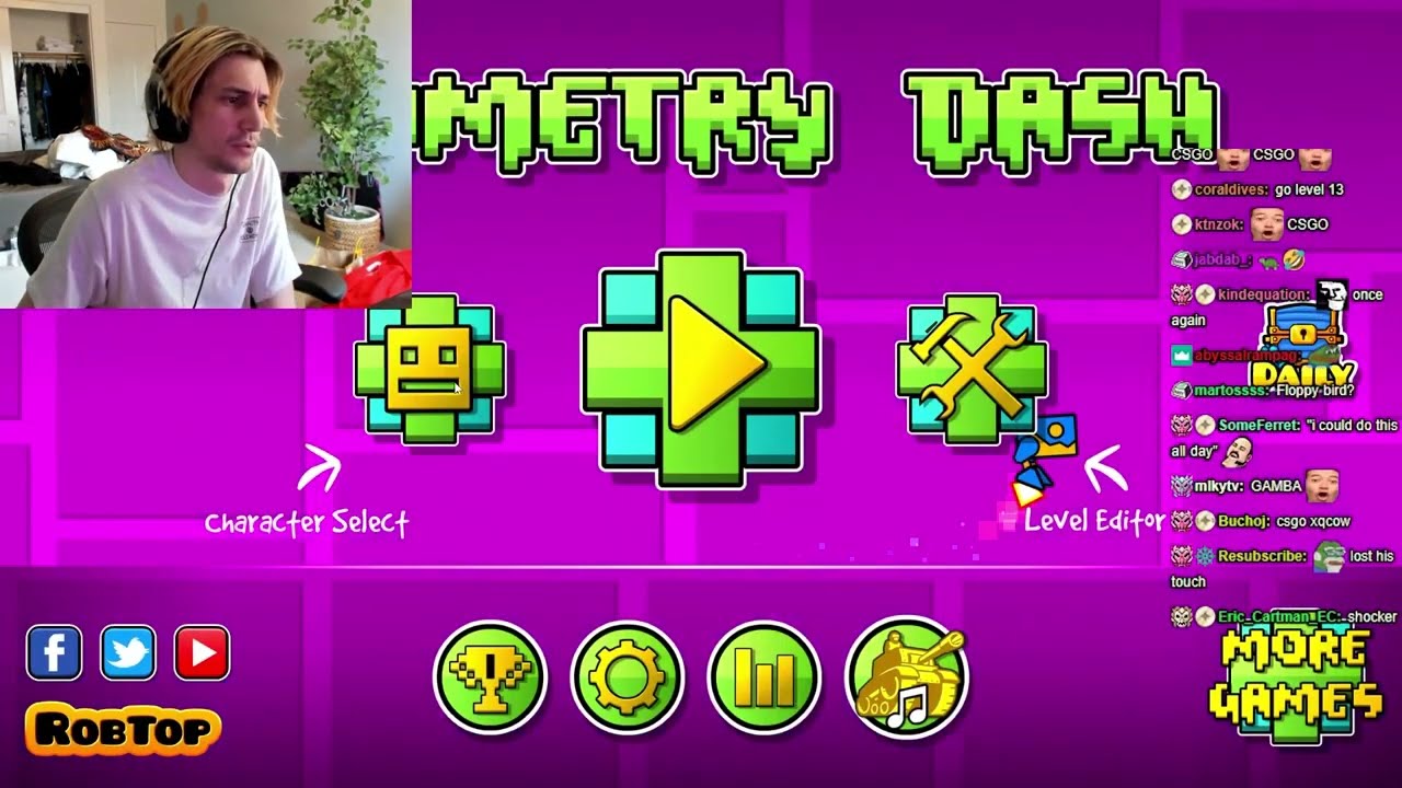 Warlord Skeletal Gamer, xQc Plays Geometry Dash