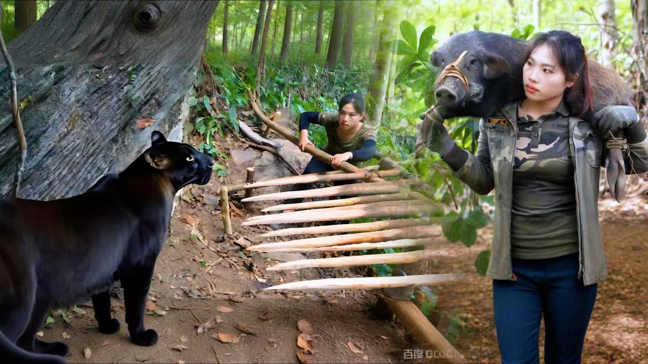 極品美女獨自求生收穫太好了，不僅是捕捉到大野豬，更是有著頂級野雞蛋和水果，不過這次遭遇了獵豹！