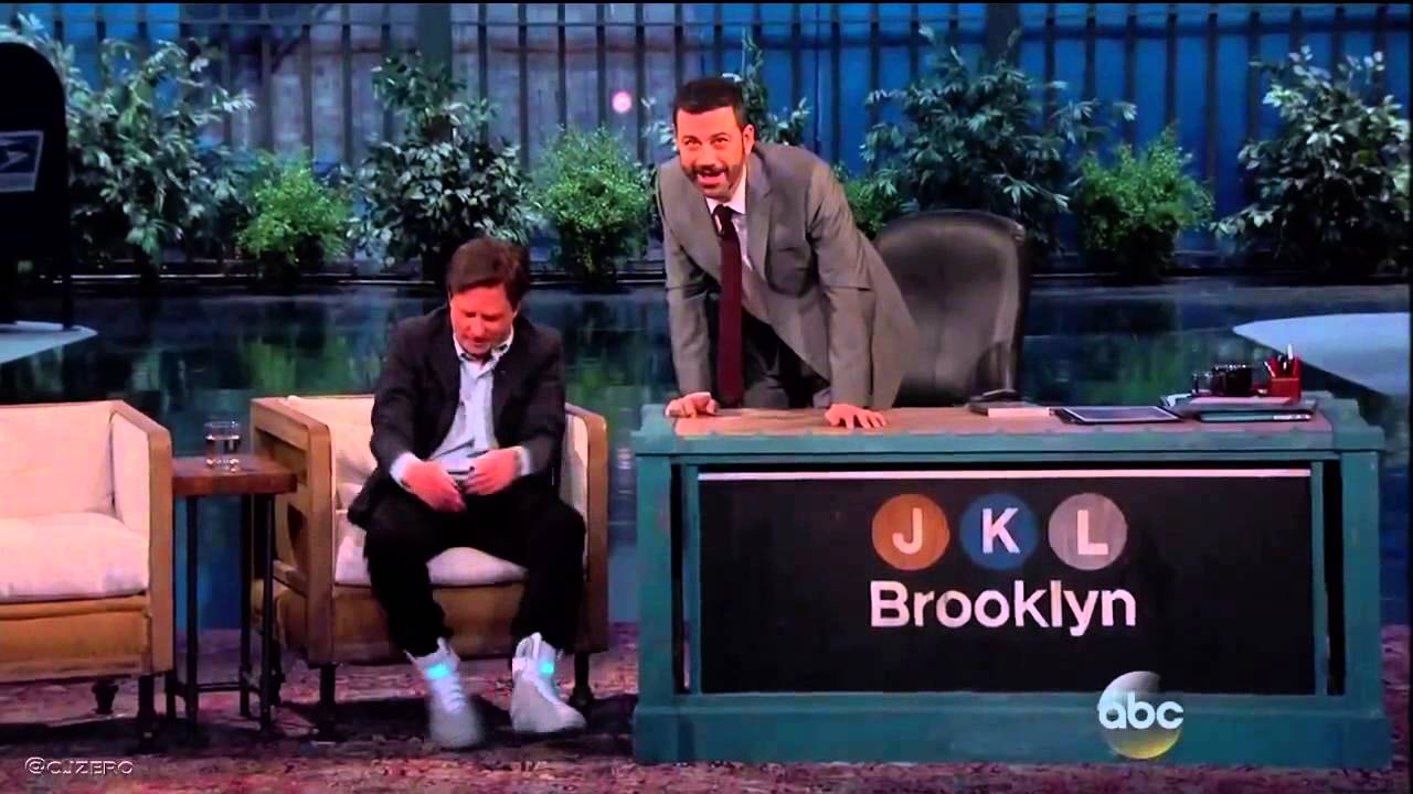 Michael J. Fox Tries on the Power Lacing Nike Mag on Jimmy Kimmel