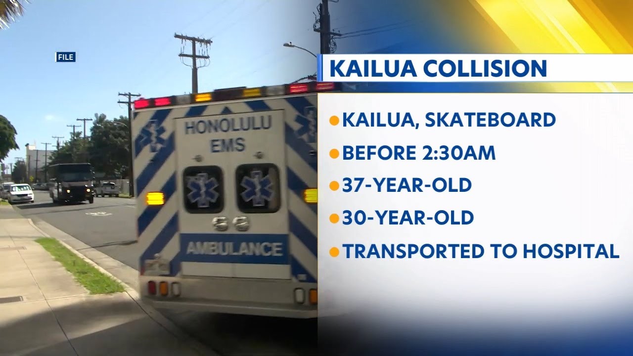 Two men hospitalized with serious injuries following vehicle vs. skateboarder crash in Kailua