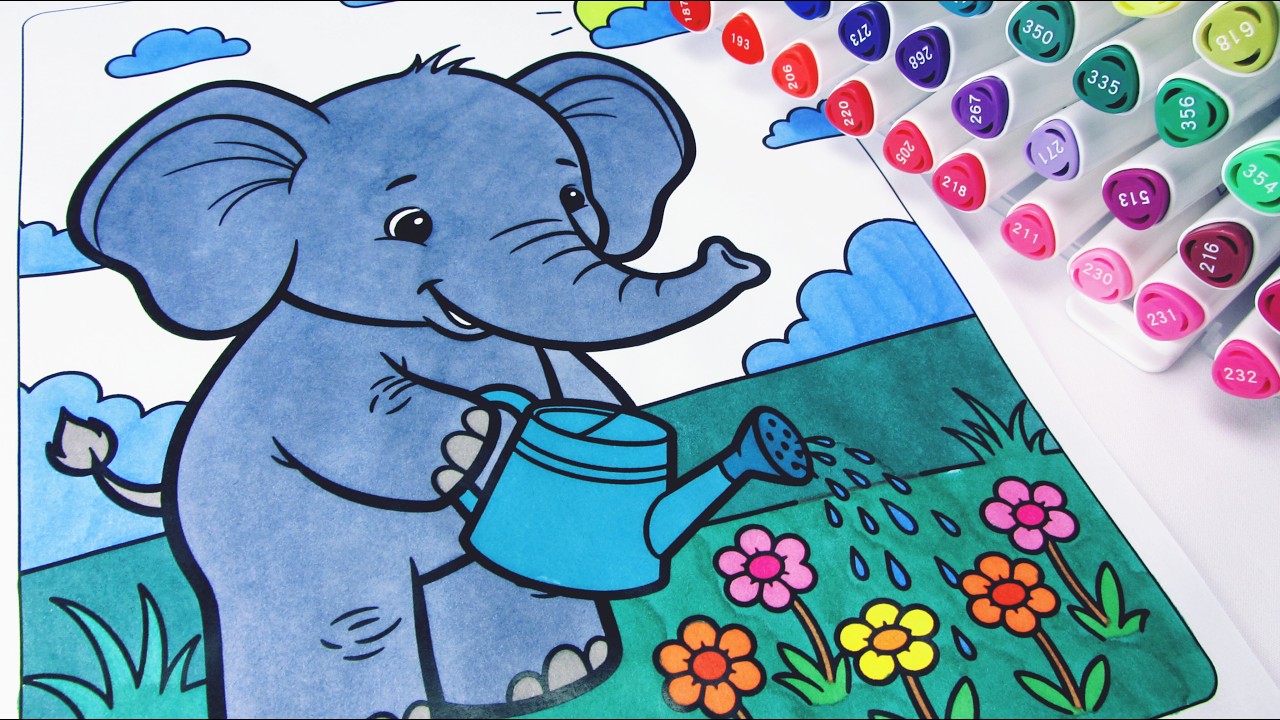 🌈Coloring Cute Elephant🐘