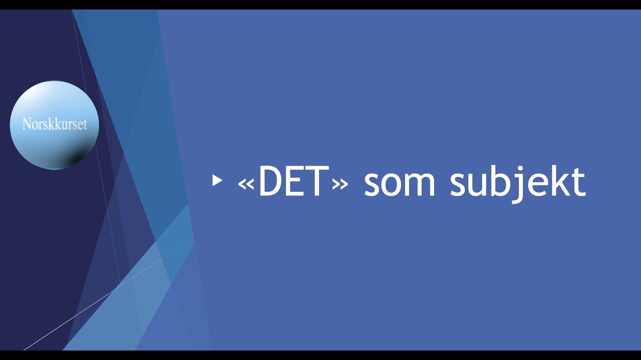 Ordet "det" som subjekt