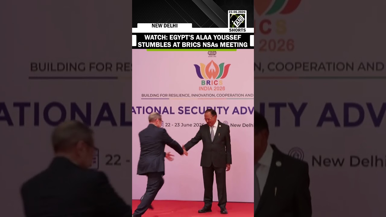 Watch! Egypt&rsquo;s Alaa Youssef stumbles at BRICS NSAs meeting in New Delhi