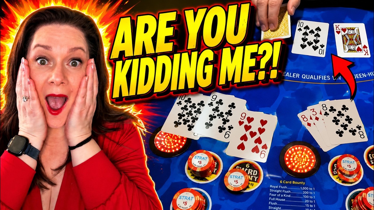 3 CARD POKER in LAS VEGAS! I STILL CAN'T BELIEVE THIS HAND! 🤯🍀