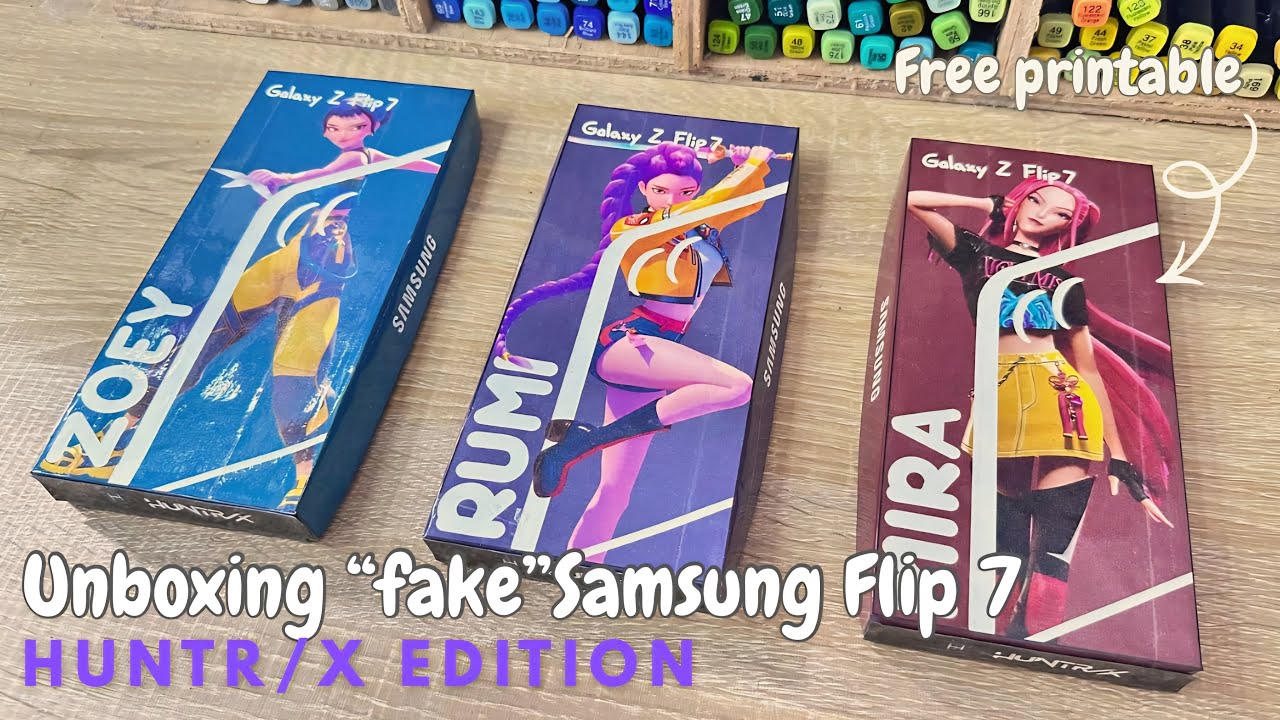 Unboxing DIY Samsung Flip Paper Phone HUNTR/X + tutorial | free printable