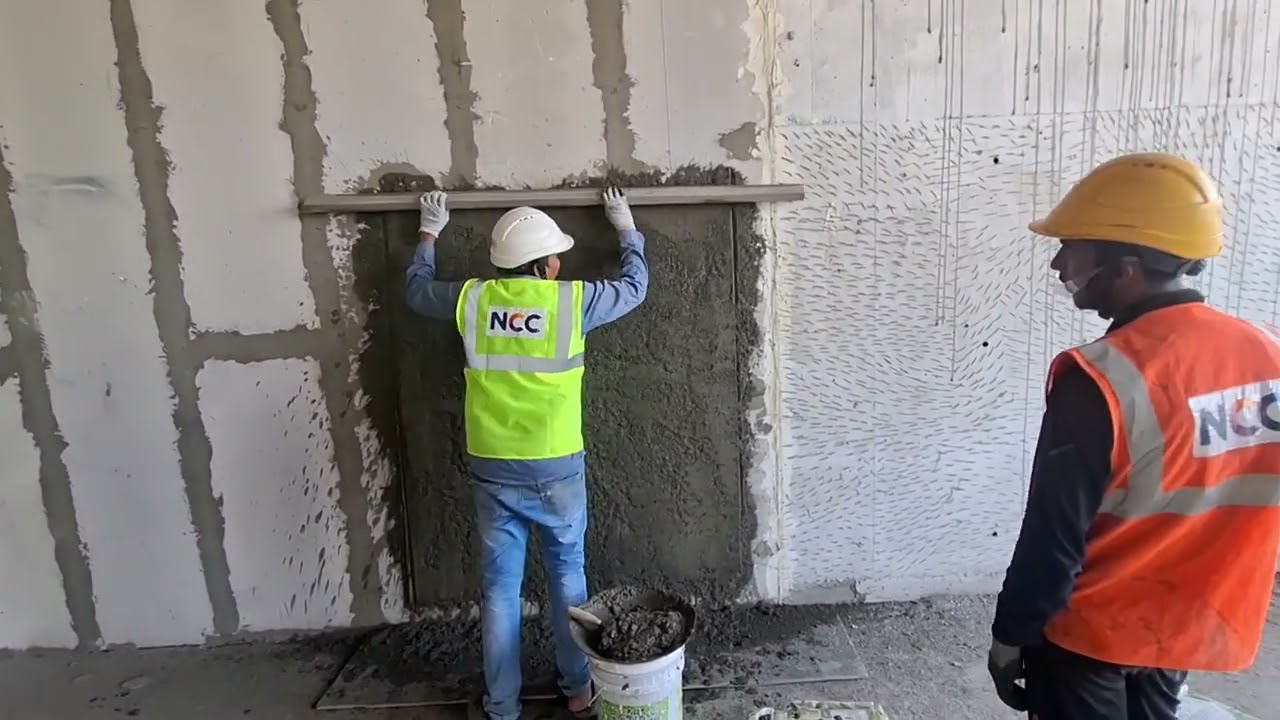 Ready-mix plaster is sampled for quality control and performance testing and project specifications