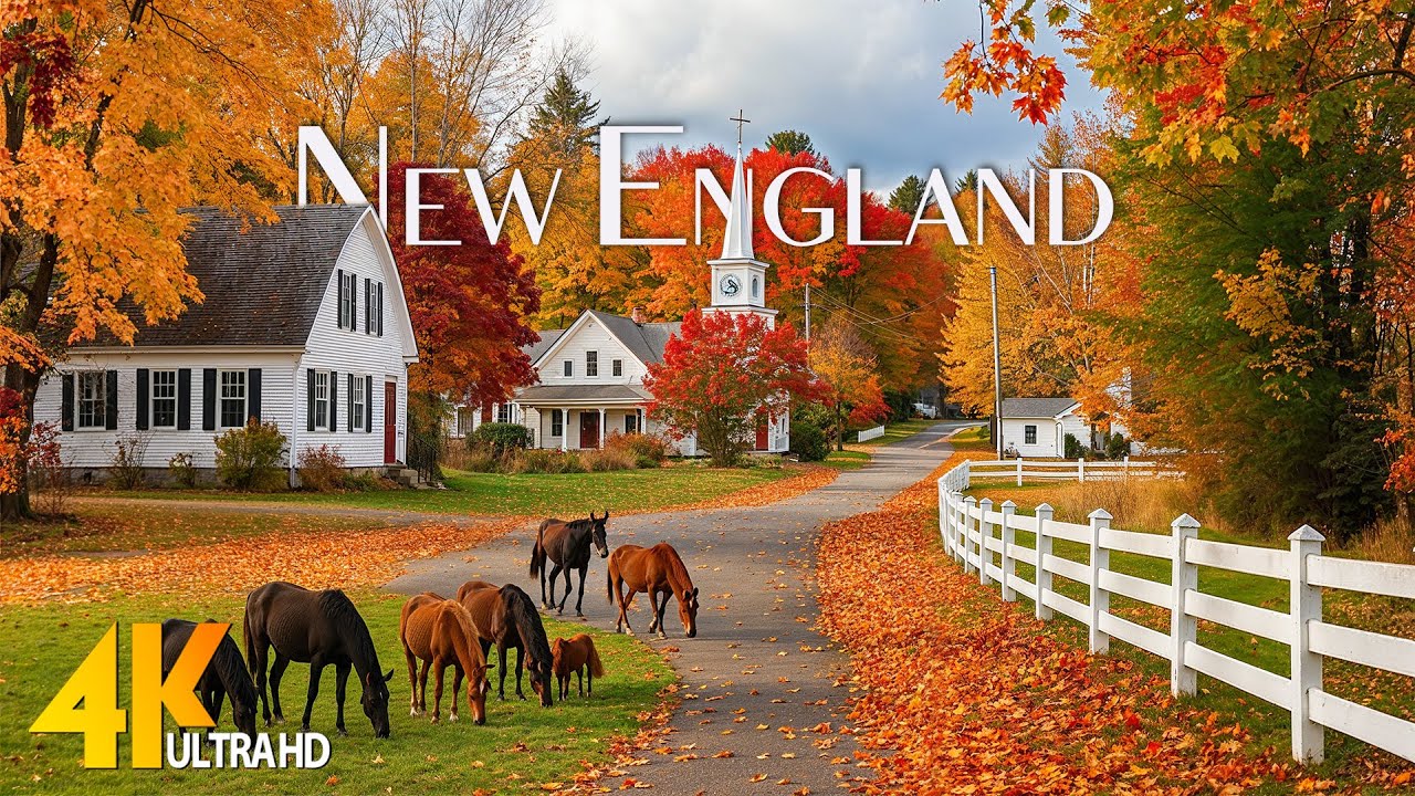 🍁 New England Autumn 4K – Stunning Fall Foliage & Scenic Roads with Relaxing Music 🍁