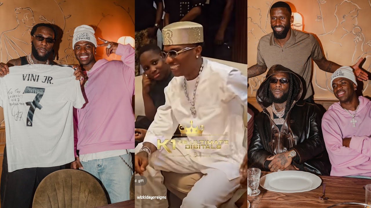 Burna Boy Reacts After Vini Jr Gift New Jersey in Paris As Wizkid Jokes with K1 the Ultimate Family