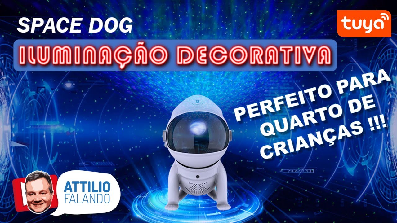 Projetor Cahorrinho Astronauta, perfeito para Crianças - Iluminação Inteligente | App, Alexa, Google