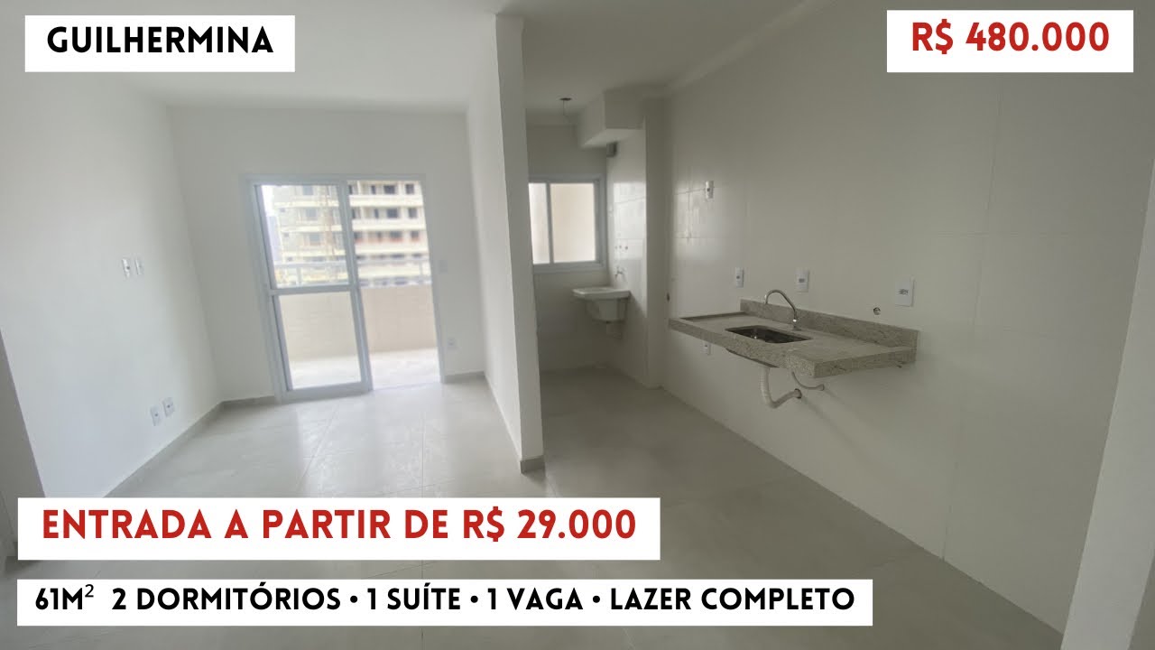 (238) SÓ 29 MIL DE ENTRADA! Apê Novo 2 Dorms c/ Suíte a 500m da Praia – Guilhermina