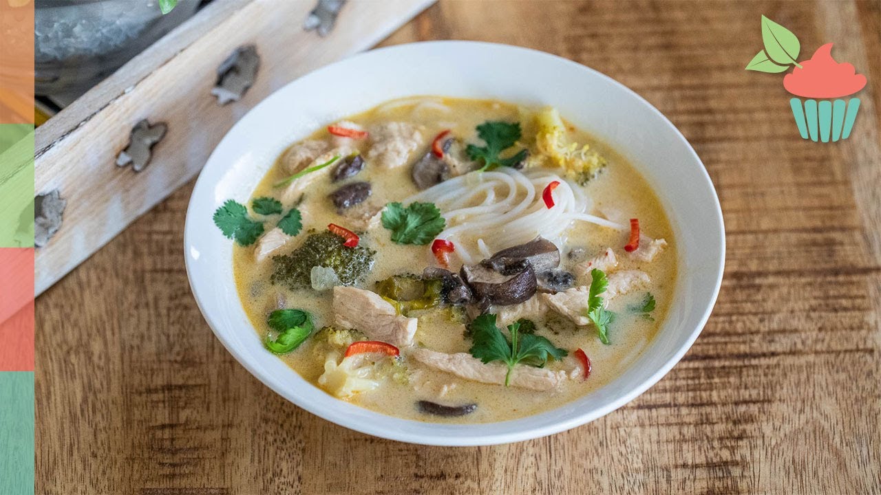 Tom Kha Gai Soup with Noodles - Thai Coconut Soup!
