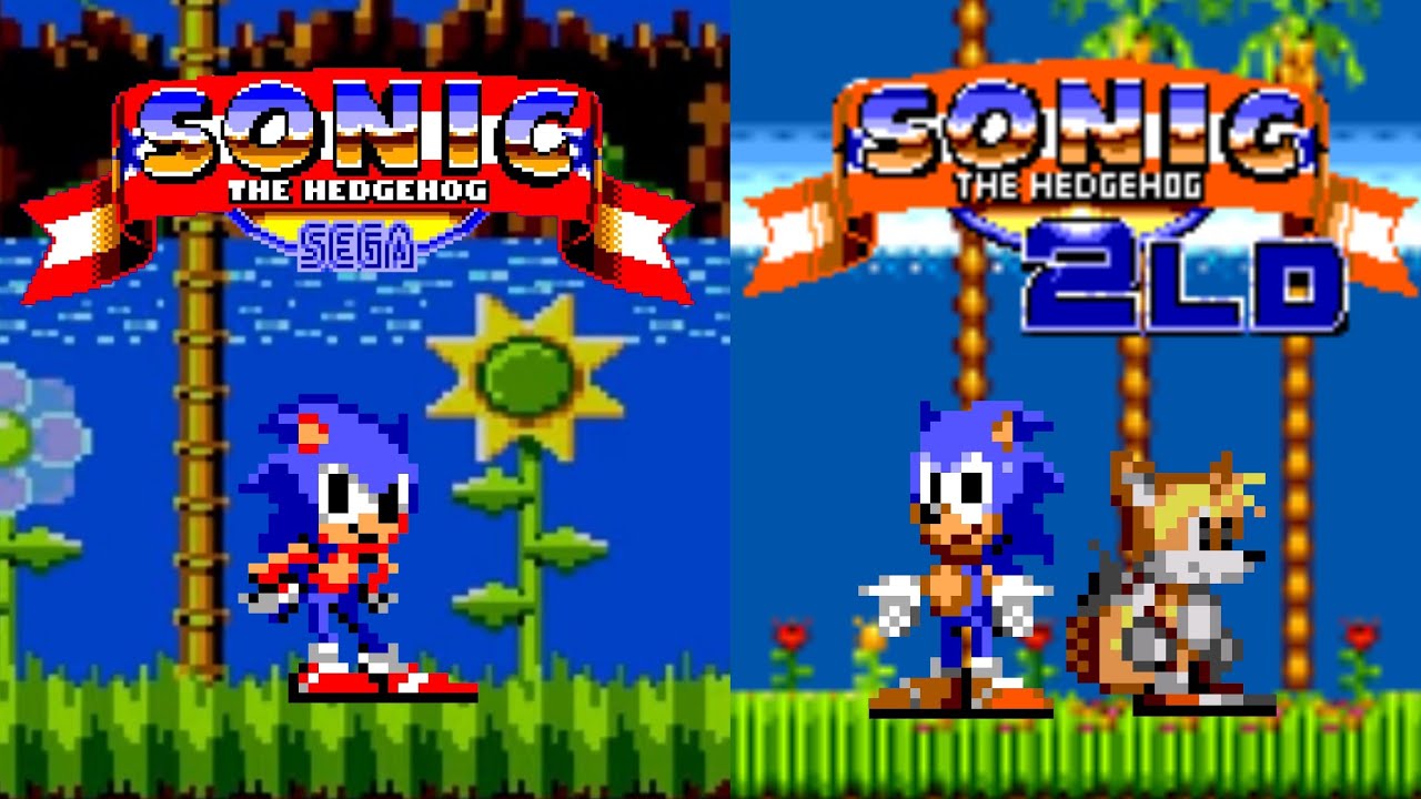Jogando Duas Hacks Roms De Sonic 1 e 2 de master system com o Estilo Do Sonic de mega drive 