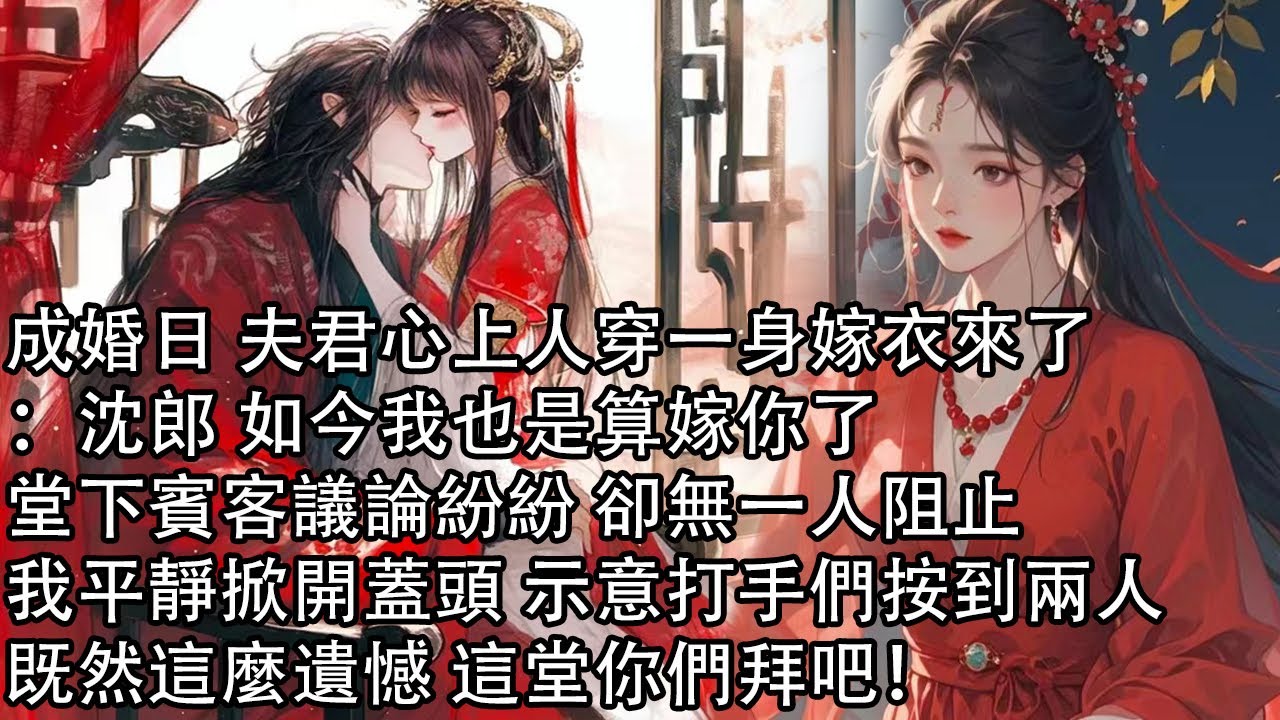 【一口氣看完】成婚日 夫君心上人穿一身嫁衣來了：沈郎 如今我也是算嫁你了，堂下賓客議論紛紛 卻無一人阻止，我平靜掀開蓋頭 示意打手們按到兩人，既然這麼遺憾 這堂你們拜吧！