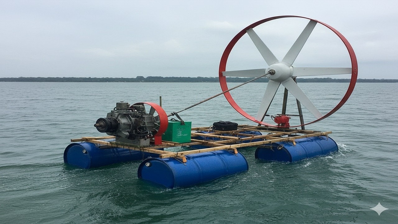 ⭐“Homemade Turbine Boat: “How I Designed a Wind Turbine Boat from Recycled Components”