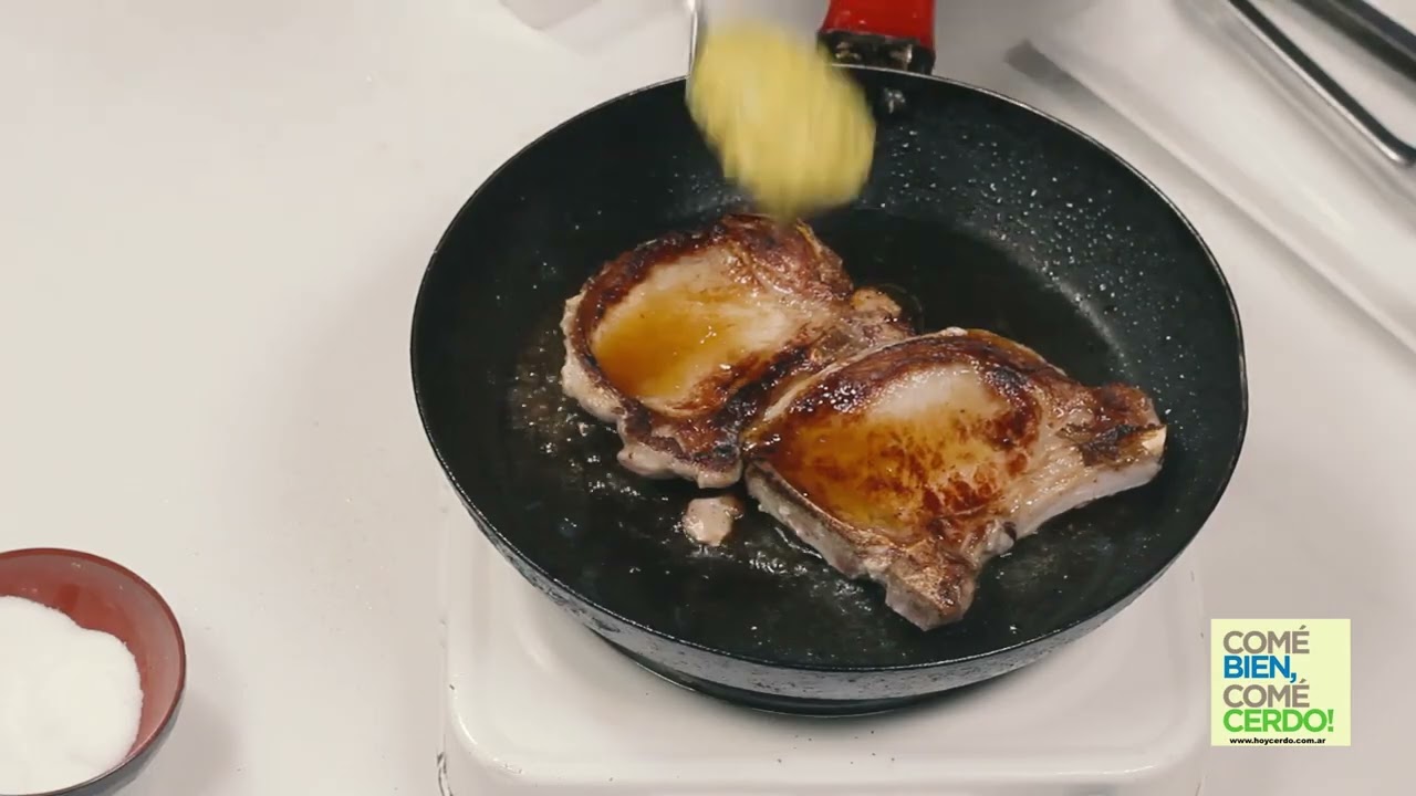 Chuleta de cerdo con mostaza y miel