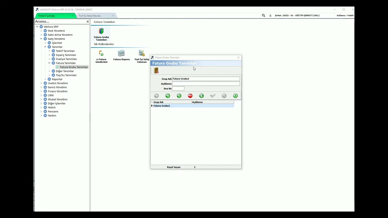 AKINSOFT WOLVOX ERP - Fatura İşlemleri - Fatura Sayfası |  Genel Bilgiler Sekmesi Kullanımı