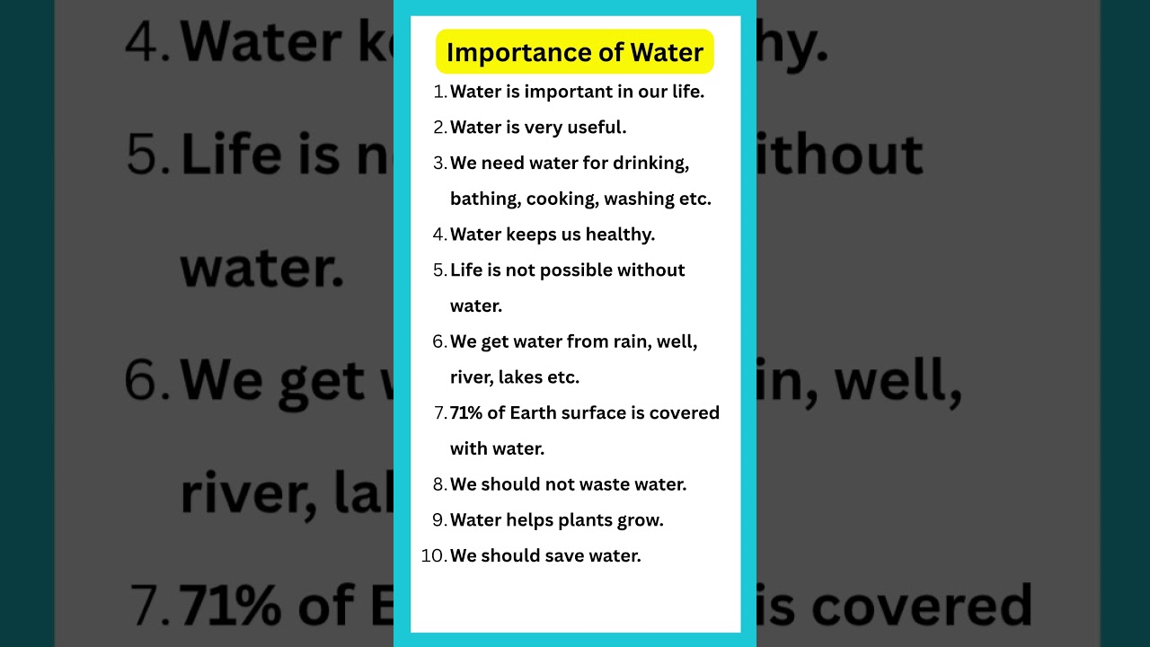 10 lines Essay on Importance of Water in English | Importance of Water Essay Writing |Value of Water