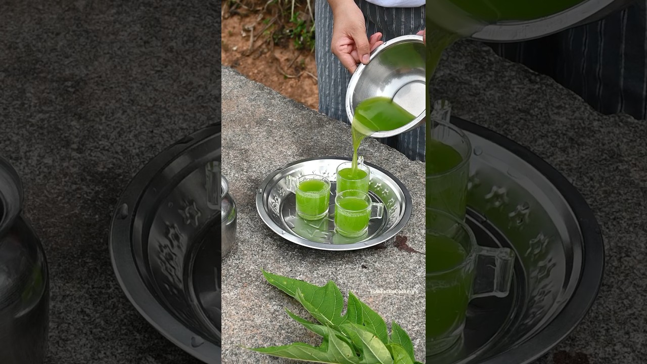 Papaya Leaf Juice #asmrfood #veganrecipes #health #asmrcooking #detox #juice #papaya