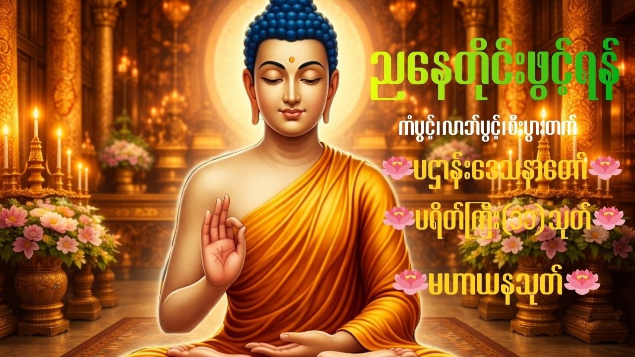 ညနေတိုင်းဖွင့်ရန်အန္တရာယ်ကင်း၊ကံပွင့်၊လာဘ်ပွင့်ပရိတ်ကြီး(၁၁)သုတ်၂၄၊ပစ္စယောပဌာန်း၊နတ်ချစ်မဟာသမယသုတ်