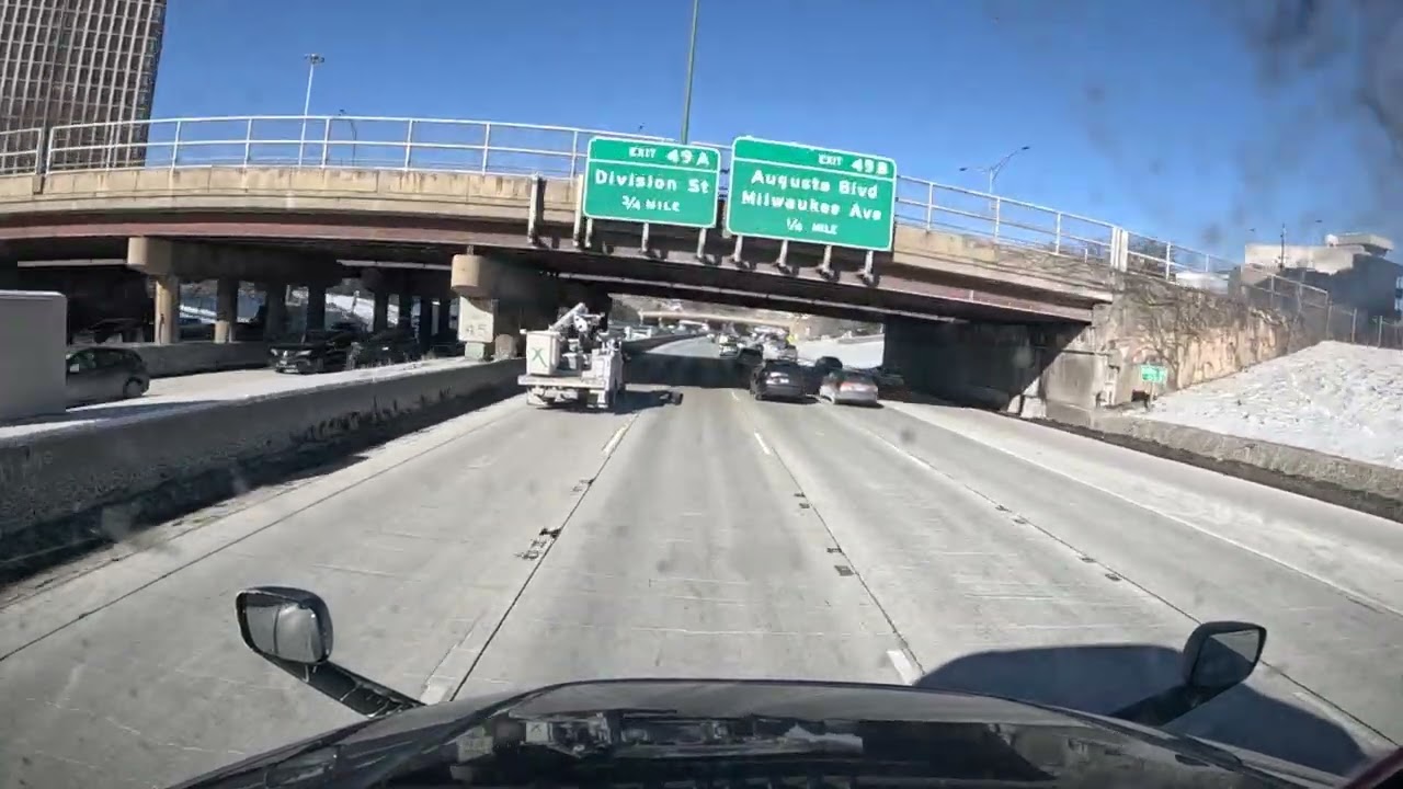 FROM HAMMOND IN TO CHICAGO SKYWAY TO DOMNTOWN CHICAGO 