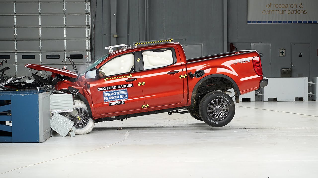 2022 Ford Ranger crew cab updated moderate overlap IIHS crash test