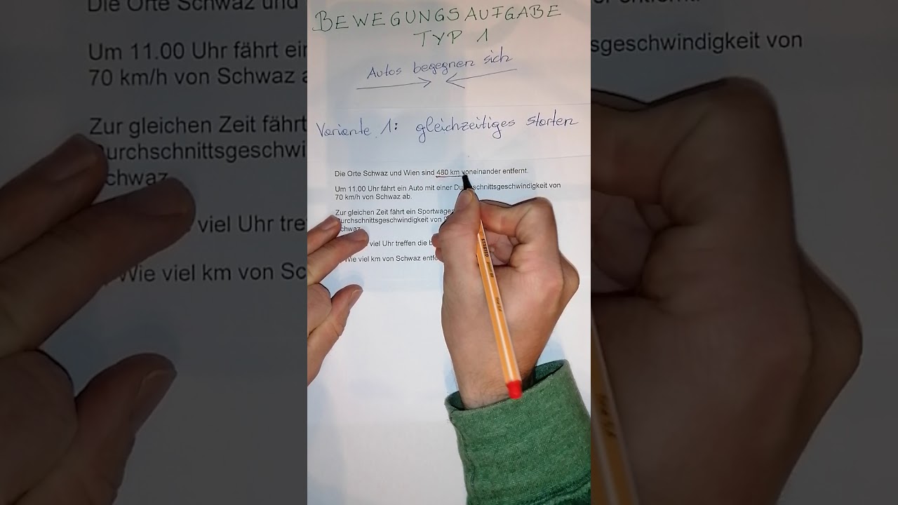Bewegungsaufgaben Typ 1: Begegnung mit gleichzeitigem Start