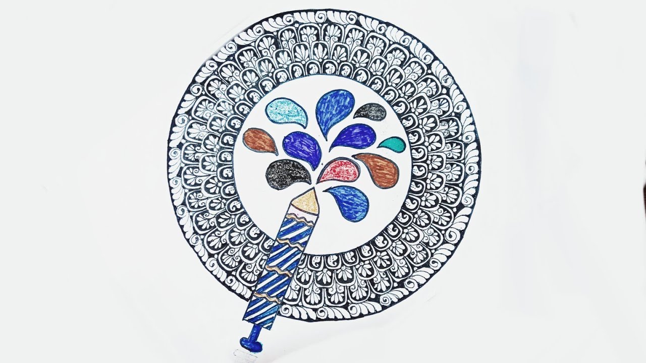 Holi Mandala Art Drawing With Me/Mandala Drawing Colour/How To Draw Holi Mandala Art/Mandala Drawing