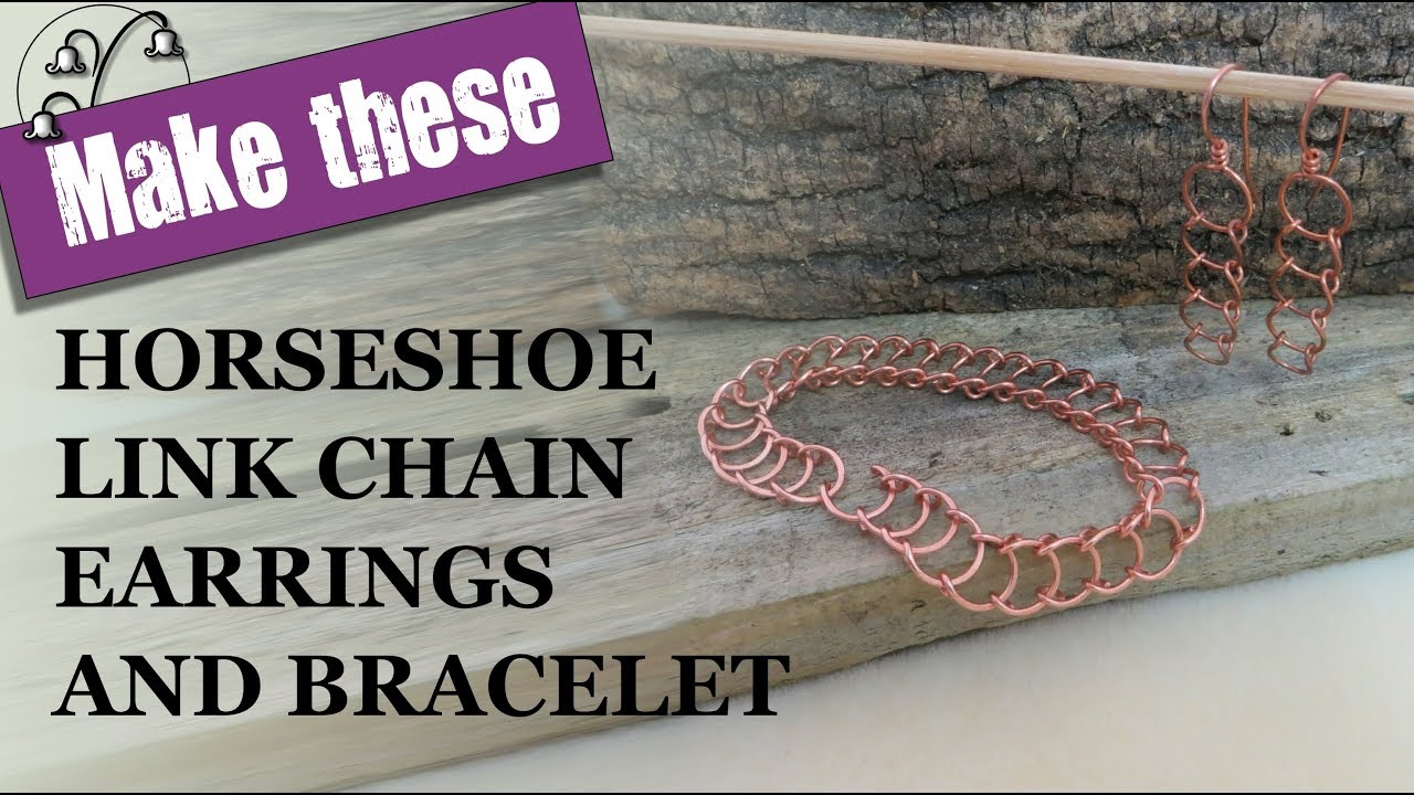 Horseshoe Link Chain Earrings and Bracelet
