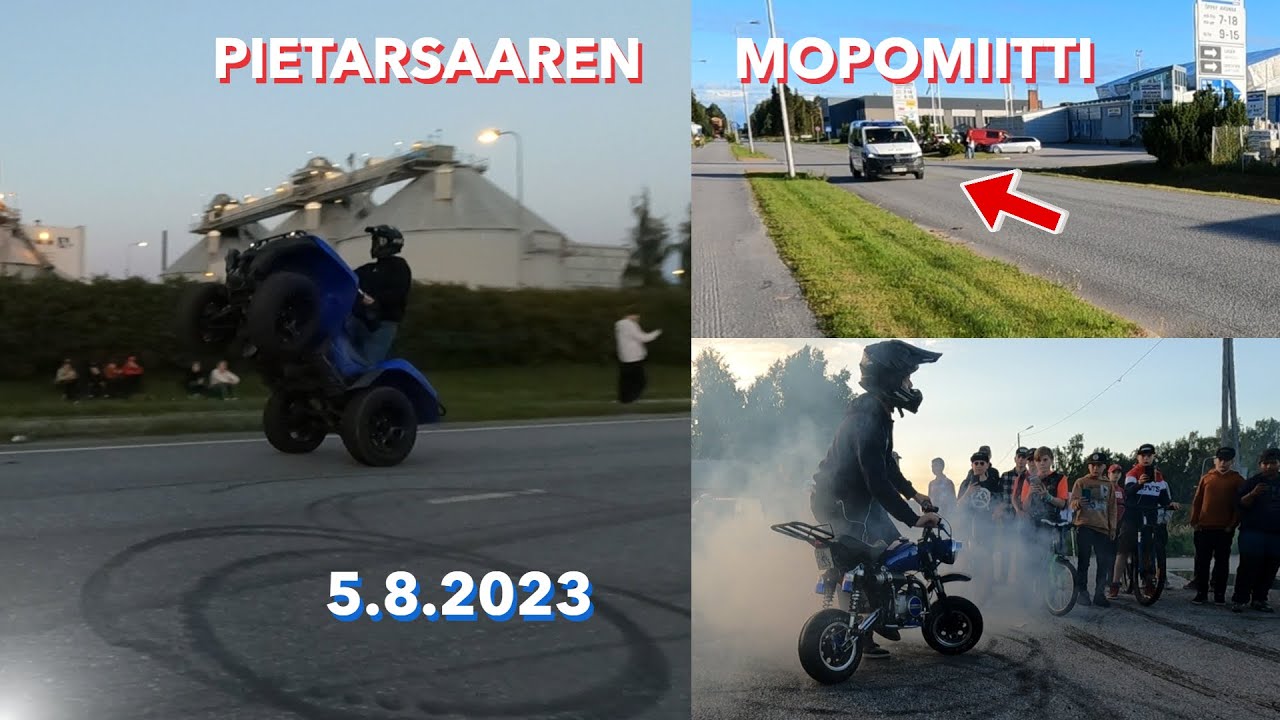 Pietarsaaren mopomiitti 5.8.2023 | Mönkijä keulii ja poliisit