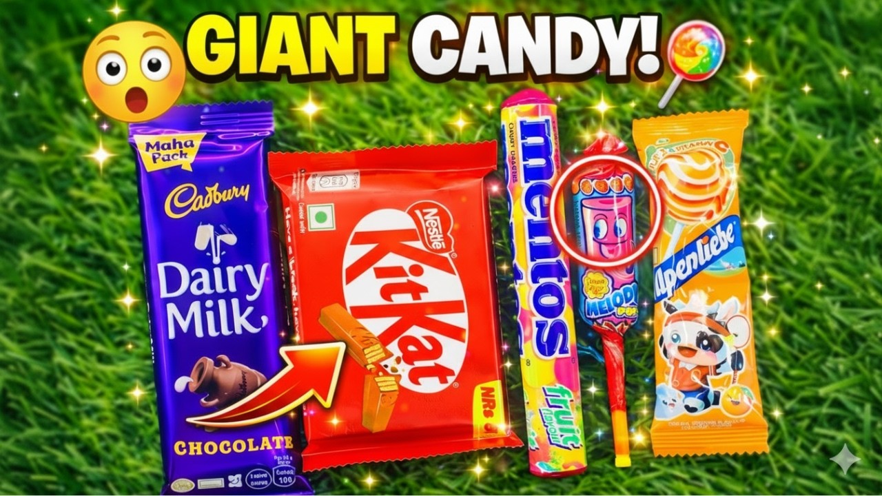 satisfying Candy ASMR  GIANT Chocolates & Rainbow Lollipop Cutting Asmr unboxing.