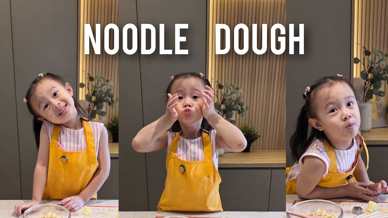 In the kitchen with Gianna - noodle dough 😘❤️🍜👧  #noodle #smarttoddler #smartkids #kidscooking 