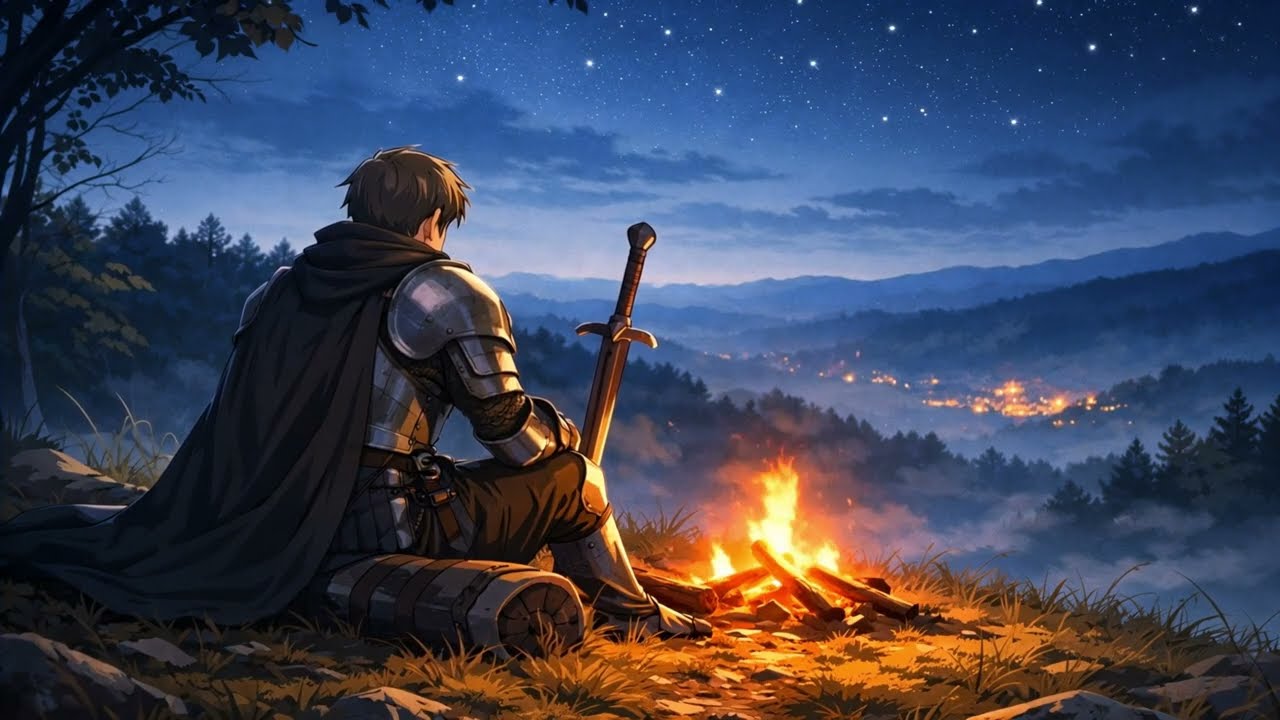 Lone Knight at Dusk ⚔️ Melancholic Fantasy Ambience for Focus & Reflection | 1 Hour
