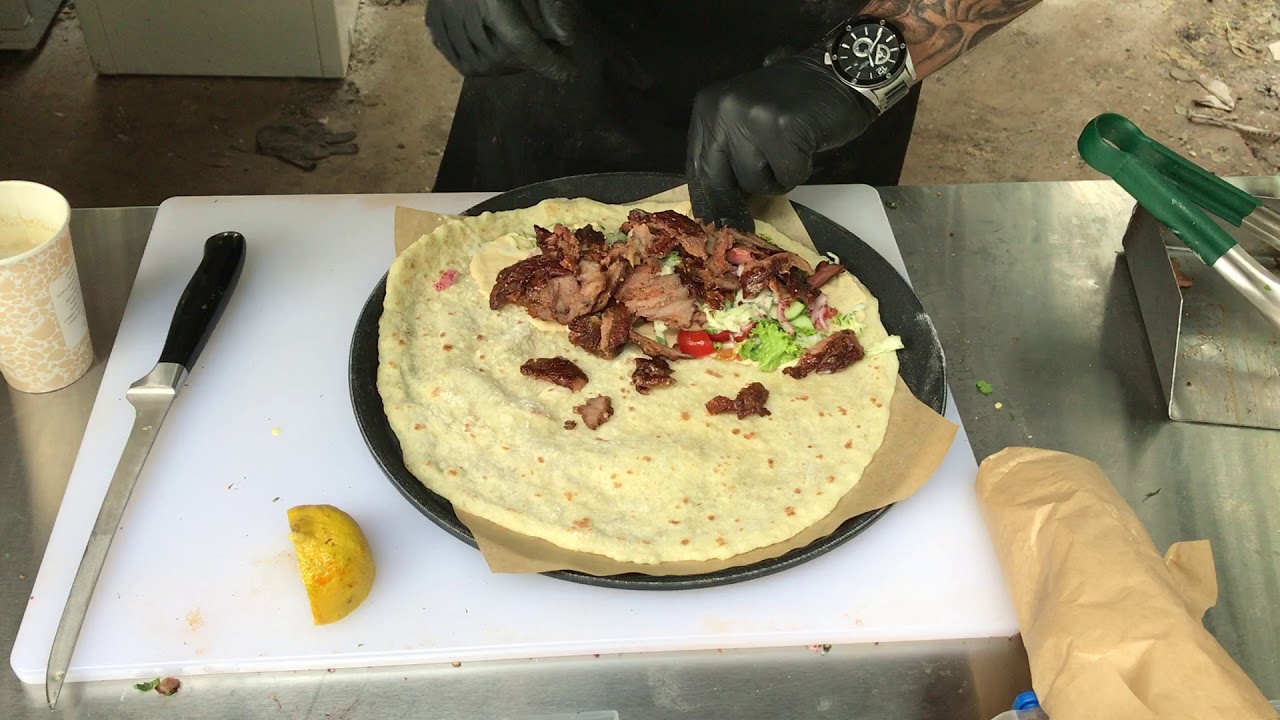 Kosher pita. A dish from Israel. Tasted in Kharkiv, street food festival