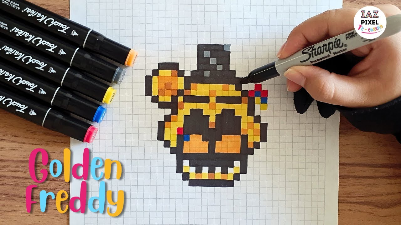 Como dibujar a GOLDEN FREDDY de FNAF en PIXEL ART – Tutorial paso a paso