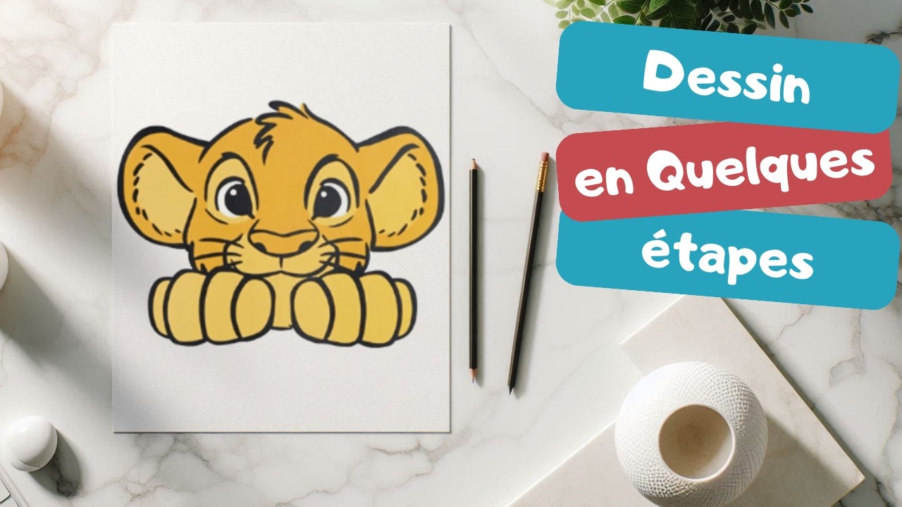 Comment dessiner simba facilement / Tuto étape par étape