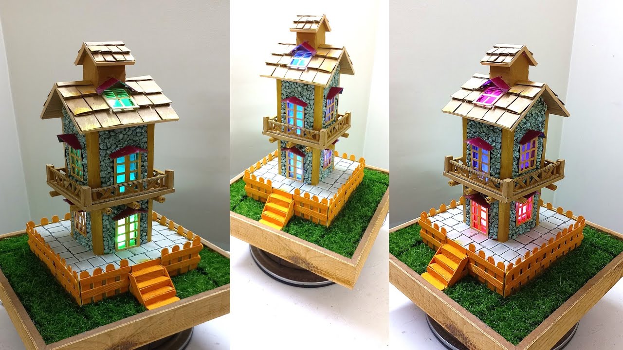 DIY Beautiful Bottle House I Cardboard bottle house I bottle house craft I Glass bottle craft