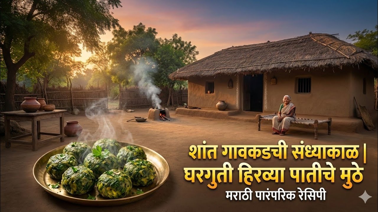 गावाकडची शांत संध्याकाळ 🌿 | हिरव्या पातीचे मुठे#maharashtrianvlogs @मायबोलीineurope 