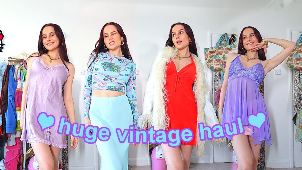 Huge Vintage Try On Haul From Brick Lane... Y2k slip dresses, beach outfits and afghan coats
