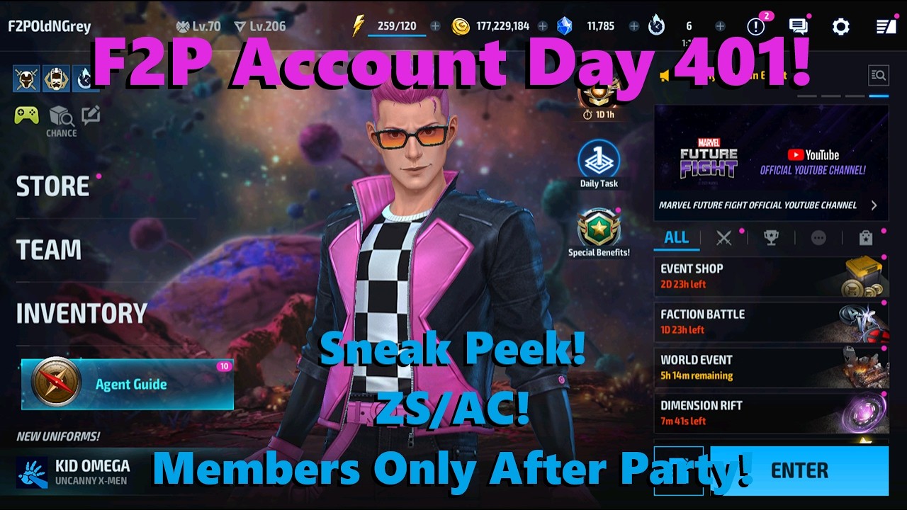 Marvel Future Fight: F2P Account Day 401! Sneak Peek! ZS/AC! Members Only After Party!  🎉🤓🎈