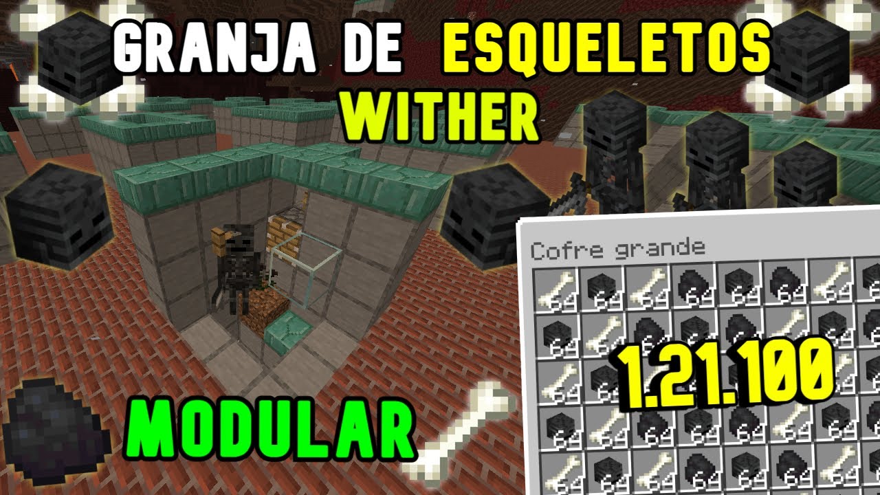 🩻🦴Granja De Esqueletos De Wither Modular  Minecraft Bedrock 1.21.100🦴🩻