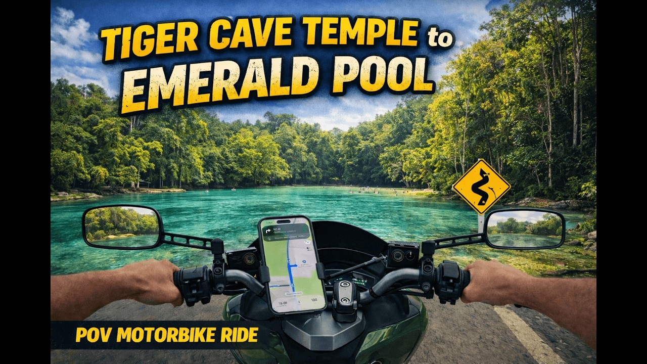 Tiger Cave Temple to Emerald Pool by motorbike | Thailand