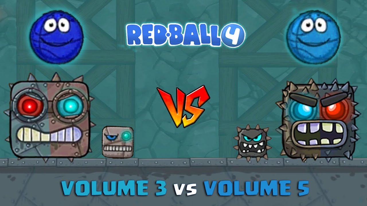 RED BALL 4 - '2 BLUE BASKET BALL' vs VOLUME 3 vs VOLUME 5 Walk-Through with BOSS FIGHTS