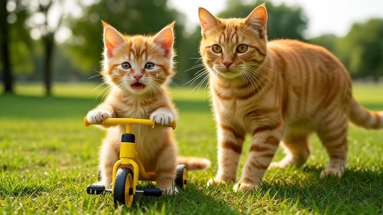 Mama Cat Works Hard Selling Buns to Buy a Bike for Kitten🥟🐱