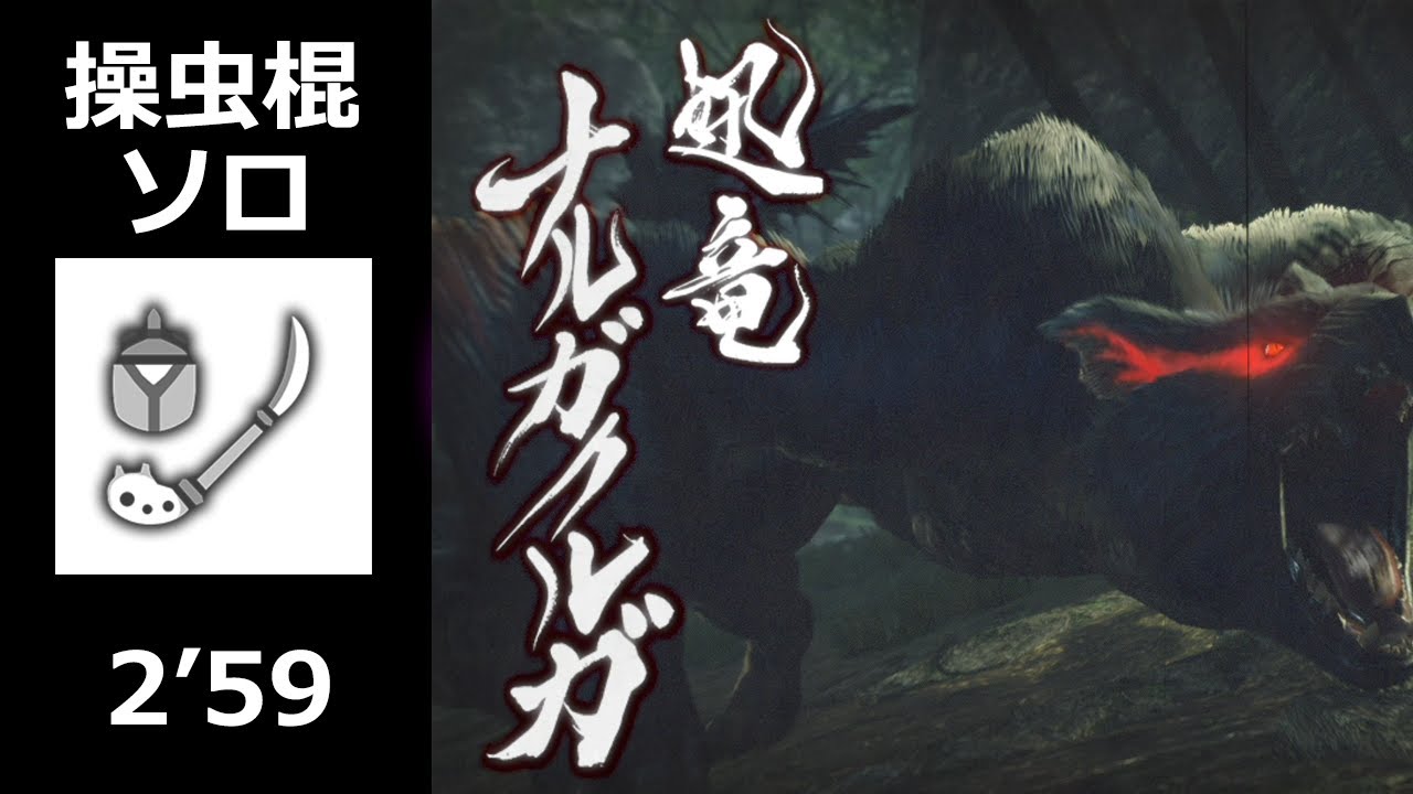 【MHRise】ナルガクルガ 操虫棍 ソロ 2'59 (上位) / Nargacuga Insect Glaive solo (High Rank)