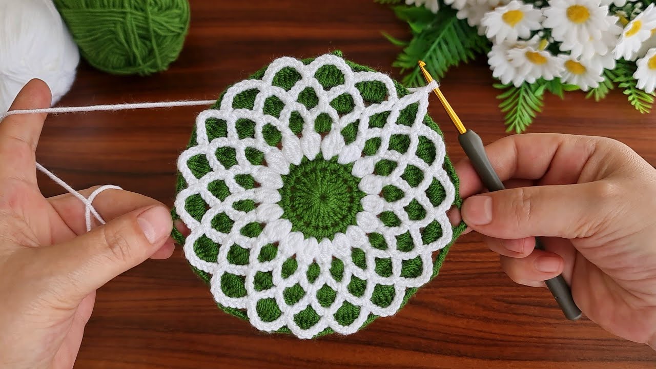 Amazing!.. 😇 Super easy very useful crochet beautiful motif crochet coaster - Tunisian crochet